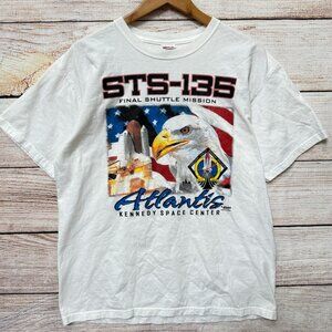 Vintage Anvil STS-135 Atlantis Shuttle Mission NASA White Eagle Space Shirt L